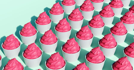 Fruity ice cream, gelato in a cup background.