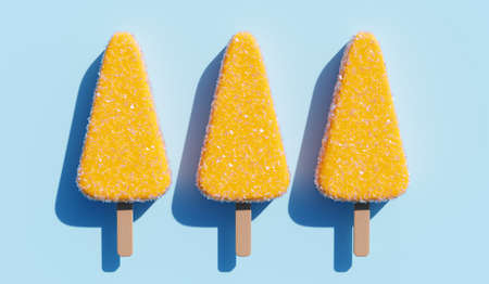 Lemon background. Fruity ice pop, ice cream treatの写真素材