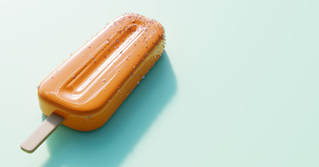 Orange popsicle background. Fruity ice pop, ice cream treat
