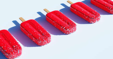 Raspberry background. Fruity ice pop, ice cream treatの写真素材