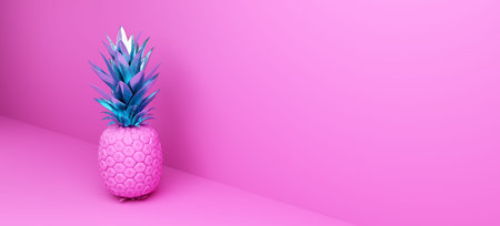 Pineapple painted in pastel colors decoration. 3D render