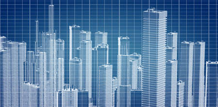 City blueprint architecture urban planning, skyscrapersの写真素材