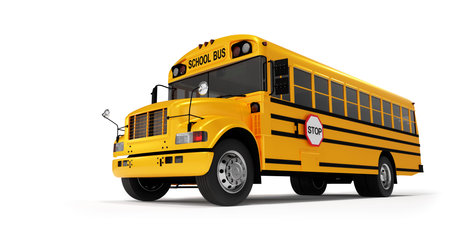 Yellow school bus isolated on white. Back to school