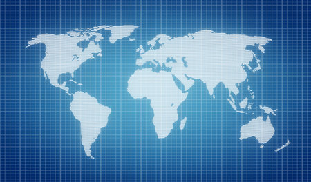 World map in blueprint. Modern background