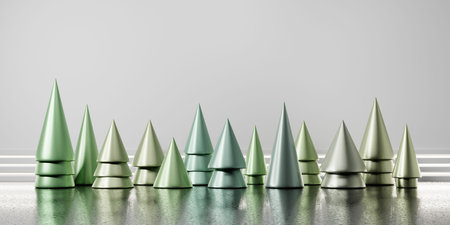 Christmas tree modern decoration greeting card. 3D illustration