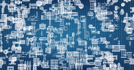 Blueprint project of technical design, engineering industrial parts
