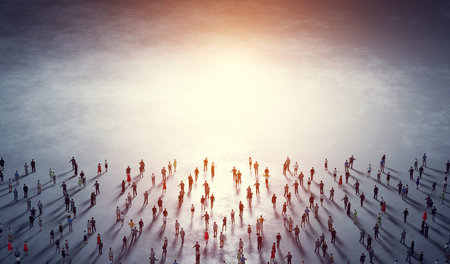 Crowd of people, diverse community. 3D illustration