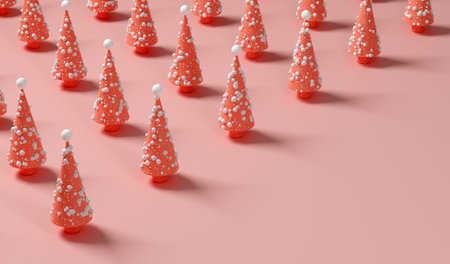 Christmas tree modern decoration greeting card background. 3D illustration