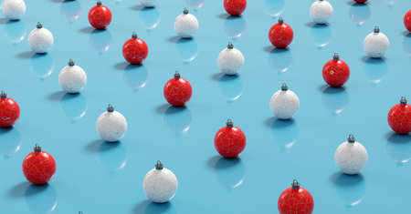 Christmas balls modern decoration greeting card background. 3D illustrationの写真素材