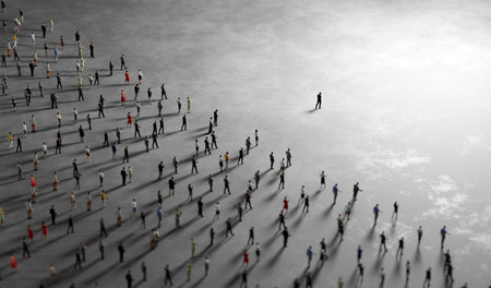 People follow a leader. Community of followers. 3D illustrationの写真素材