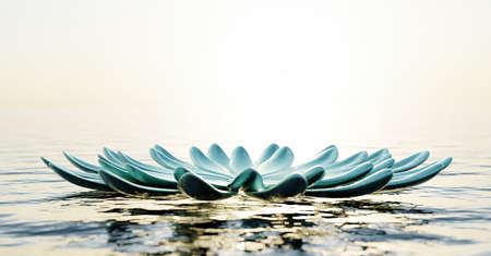 Zen flower decoration floating on water. 3D illustrationの写真素材
