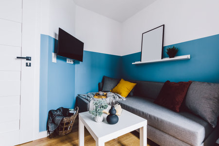 Interior of small apartment living room. Real estate rent and home staging