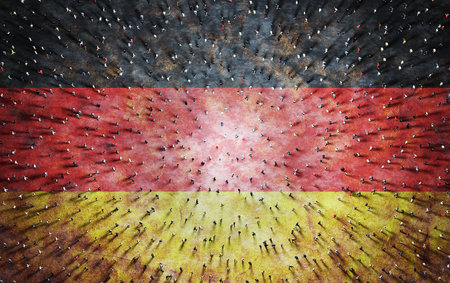 Crowd of people on Germany flag. German society together. 3D illustrationの写真素材
