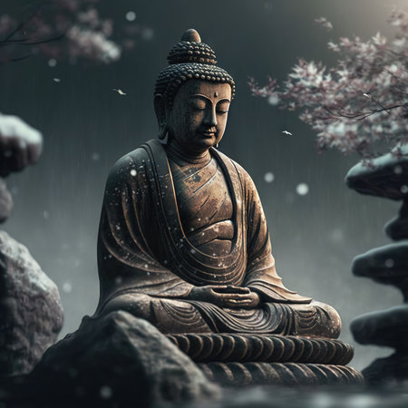 Buddha statue in meditating pose. Generative aiの素材