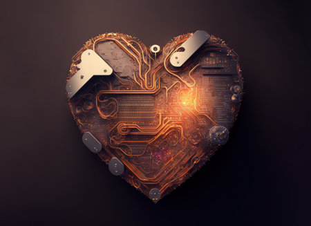 Heart shaped circuit board, generative ai.の素材