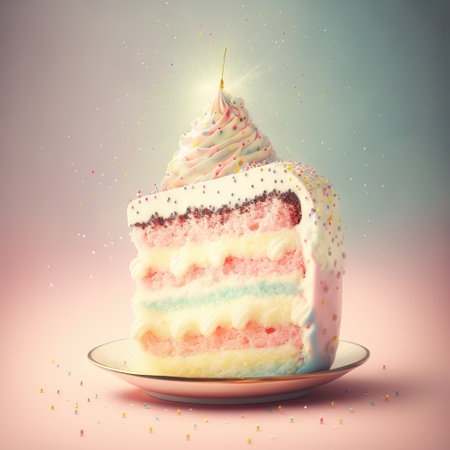 Sweet birthday cake in pastel colors. Generative ai.の素材