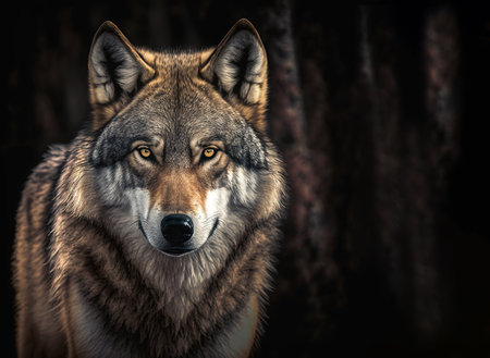 Gray wolf portrait with copy-space. Generative AI