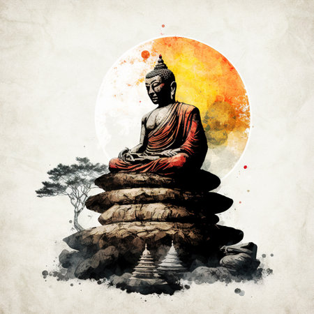 Buddha meditation logo or icon. Generative aiの素材