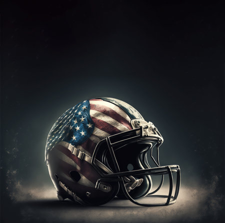 American football helmet in USA flag colors. Generative AI.の素材