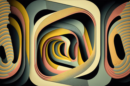 Optical illusion in vintage colors. Generative AI.の素材