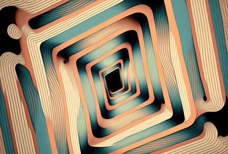 Optical illusion background in retro colors. Generative AI.の素材