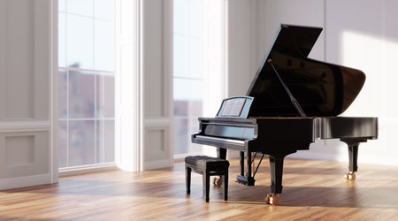 Classic grand piano in classical style room interior. musical instrumentの写真素材