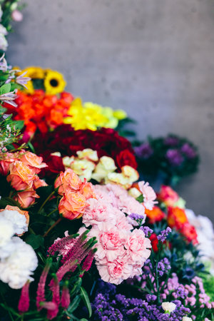 Fresh flowers and plants in florist shopの写真素材