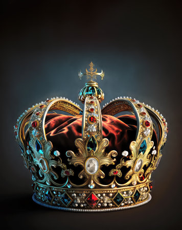 Majestic king or queen royal crown. Generative AI.の素材