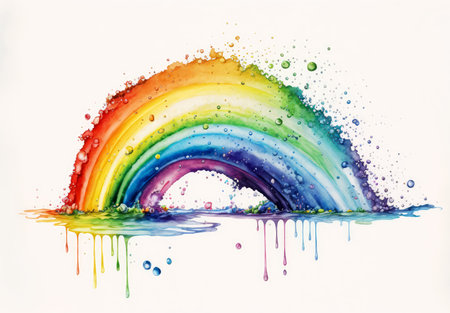 Paint splash of rainbow LGBT flag. Generative AI.の素材