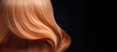 Long healthy female hair viewed from the back with copy-space, Generative AI.の素材