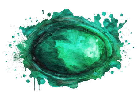 Glamour, elegant emerald watercolor brush stain, isolated on white background.の写真素材
