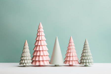 Christmas trees in soft pastel colors style background.の素材