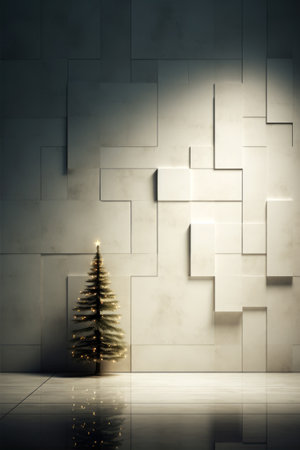 Christmas tree in urban modern setting.の素材