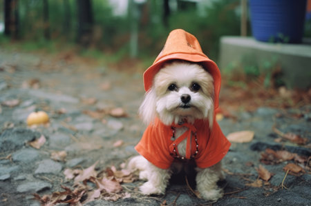 Cute little dog in halloween costume.の素材
