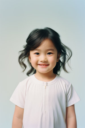 Young child, an Asian girl smiling portrait.の素材
