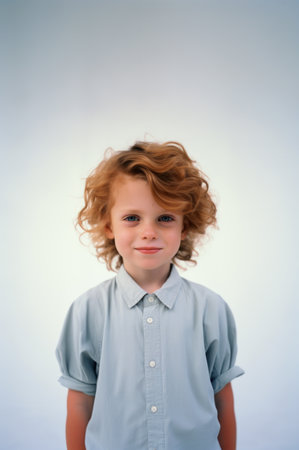 Portrait of a young boy, a child with ginger hair.の素材