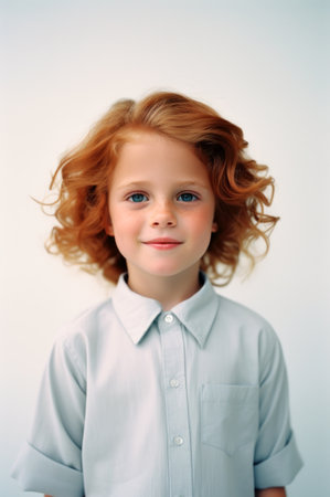 Young girl, a child portrait with ginger hair.の素材