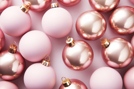 Christmas baubles, glass balls in soft pastel colors.の素材