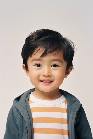 Young asian boy smiling, a child portrait.の素材
