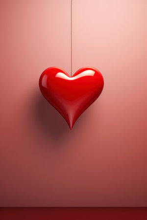 Elagant minimalist design of red heart, greeting card for Valentines Day and love celebration.の素材