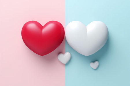 Two little hearts, a symbol of couple for Valentine's Day greeting card and love celebrations.の素材