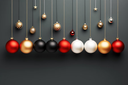Christmas baubles elegant minimalist design with copy-space.の素材