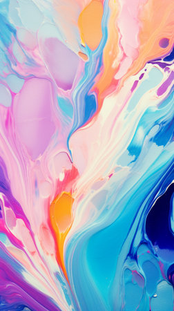 Abstract mixed colors paint flow vertical background.の素材