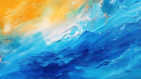Oil paint with mixed colors abstract painting banner background.の素材