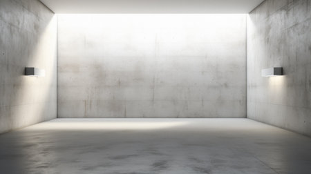 Industrial design interior with concrete wall, lights and ambient shadows.の素材