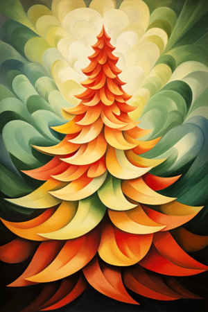 Retro Christmas tree, vintage style illustration.の素材