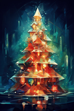 Abstract artistic Christmas tree. Perfect for greeting cards.の素材