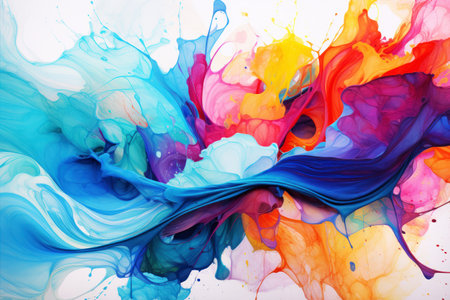 Abstract mixed colors paint flow background.の素材