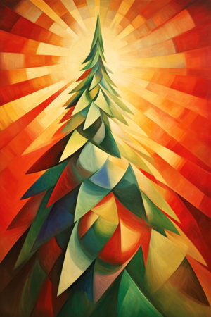 Retro Christmas tree, vintage style illustration.の素材