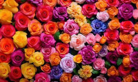 Colorful roses background in full bloom.の素材